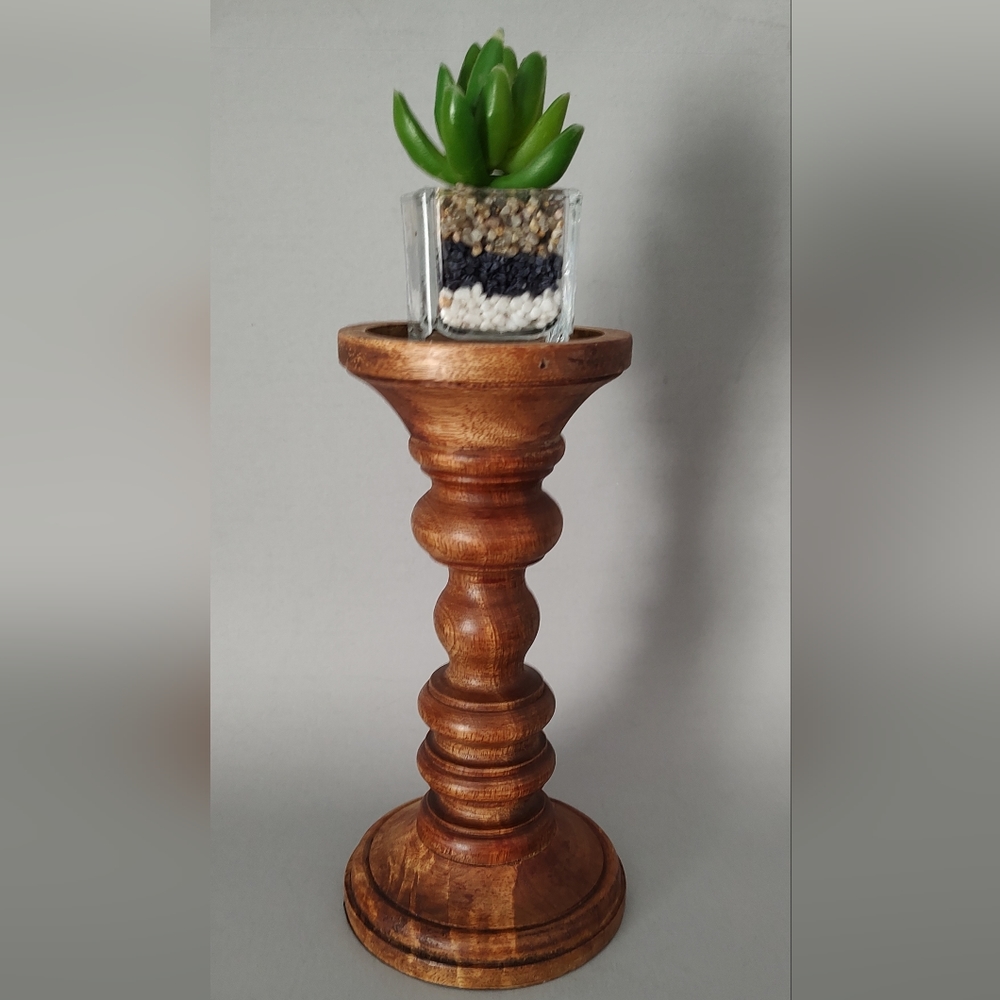 Wood Candle Holder  Size Medium Brown Unbranded New With Out Tag Rustic
